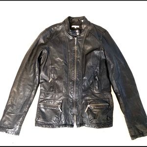 Vince Black Lambskin leather biker jacket